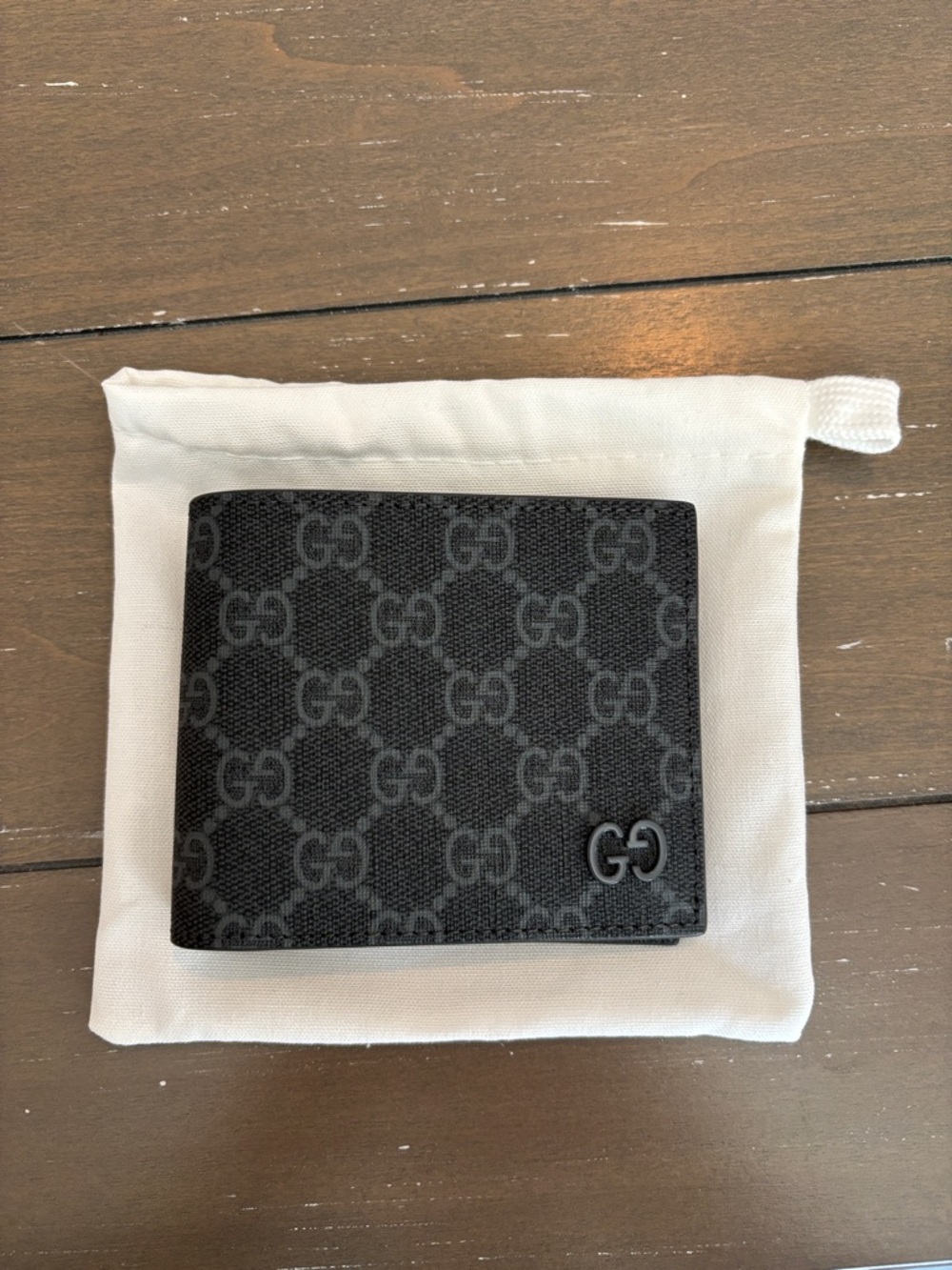 Gucci Black GG Canvas Bifold Card Wallet